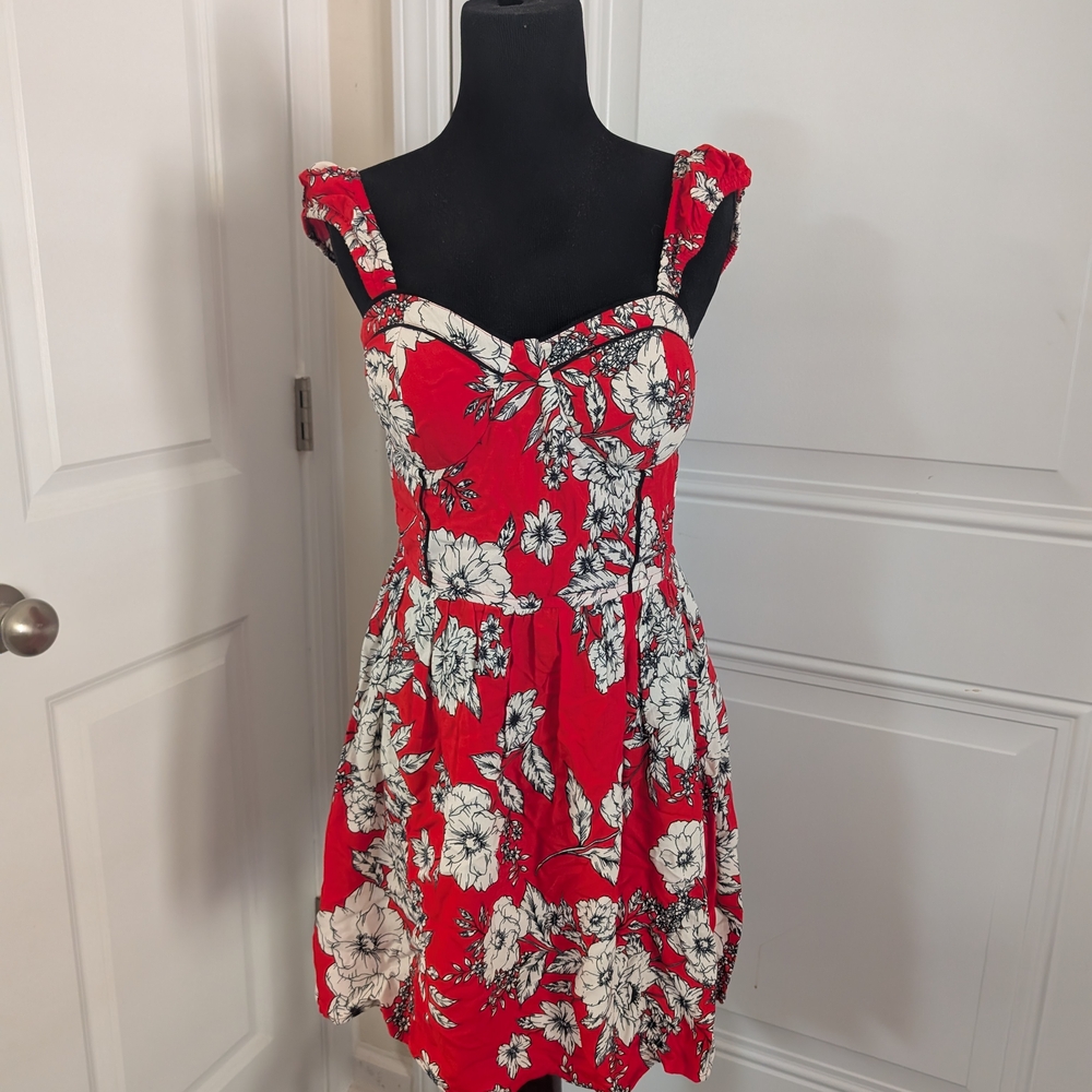 Floral Red Dress